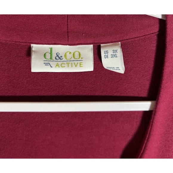 D&Co Active Stripe Rib Trim French Terry Jacket Womens Size 3X Red White Pockets - Picture 3 of 6